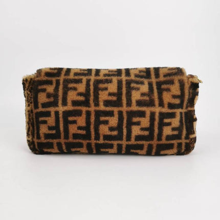 Fendi Baguette Large Shearling Vitello Dolce Marco FF 1974 Tobacco Black Brown Zucca