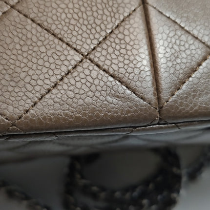 Chanel Classic Flap Jumbo 2012 Coffee Brown Caviar Leather Double Flap Silver Hardware