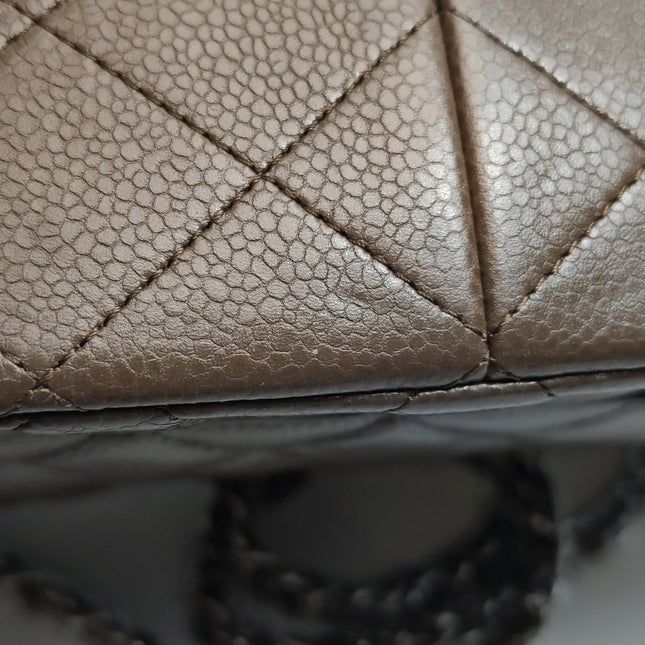 Chanel Classic Flap Jumbo 2012 Coffee Brown Caviar Leather Double Flap Silver Hardware