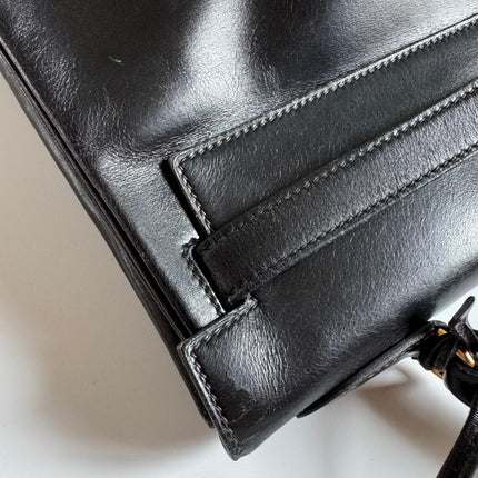 Hermes Kelly 32 Retourne Black Box Leather Gold HW 1987