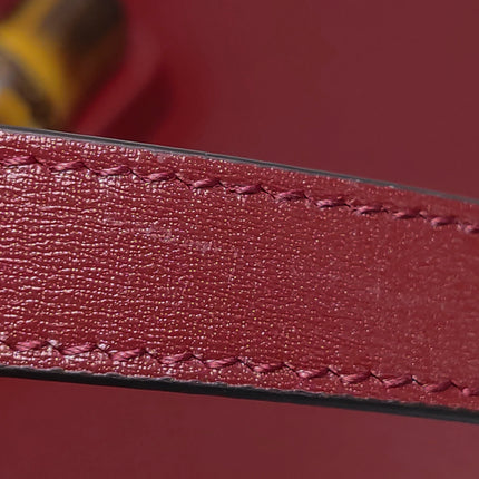 Gucci Bamboo 1947 Small Ancora Red Burgundy Calfskin Leather Top Handle Bag