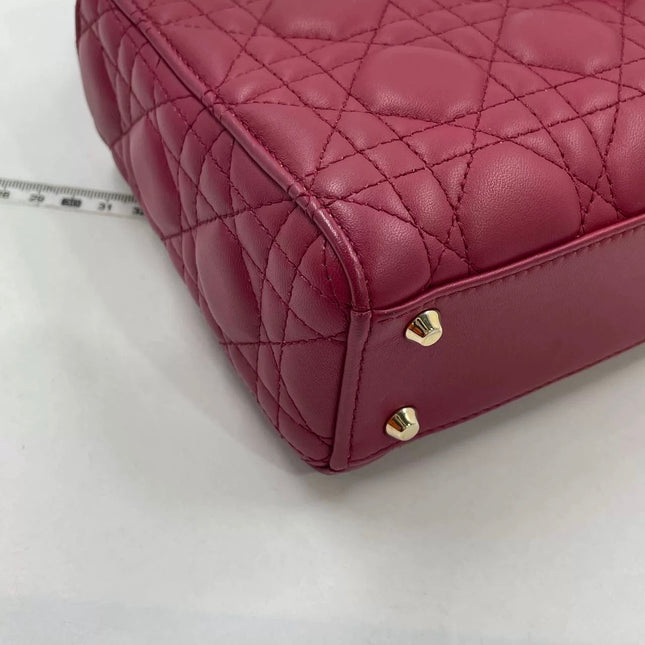 Lady Dior Mini 2020 Dark Red Lambskin Leather Gold HW Chain Strap
