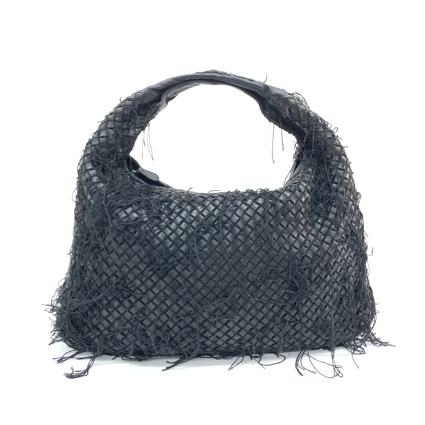 Bottega Veneta Intrecciato Hobo Bag Net and Fringes Black Lambskin leather Medium 45cm