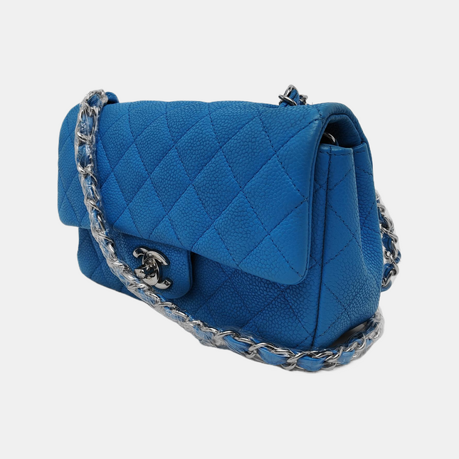 Chanel Classic Flap Rectangular Mini Blue Caviar Leather