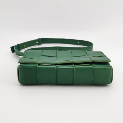 Sold Bottega Veneta Cassette Green Leather Crossbody Bag