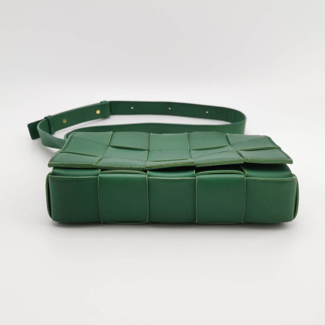 Sold Bottega Veneta Cassette Green Leather Crossbody Bag