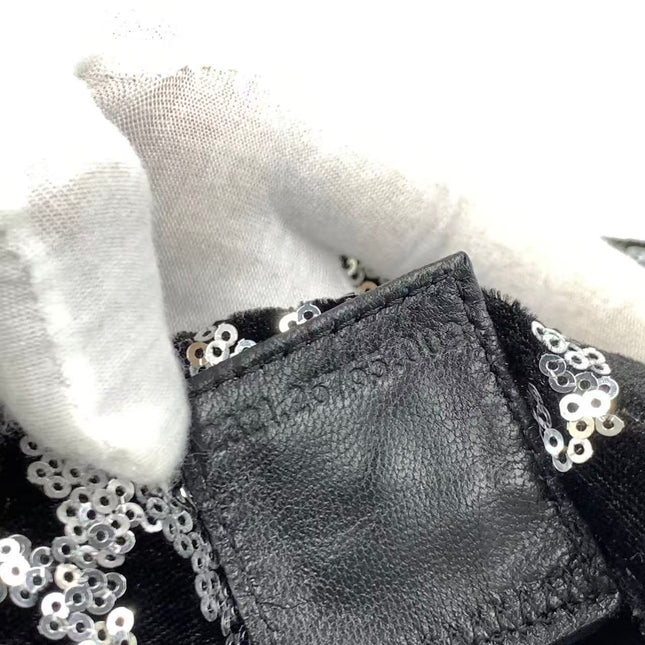 FENDI Mini Bucket White Heart Shaped Sequin Black Bag