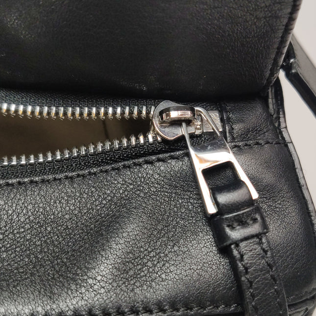 Loewe Puzzle Small Black Smooth Leather White Logo With Metal Feet 2016