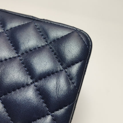 Chanel Classic Flap Mini Rectangular Navy Lambskin Leather Gold Hardware Microchip