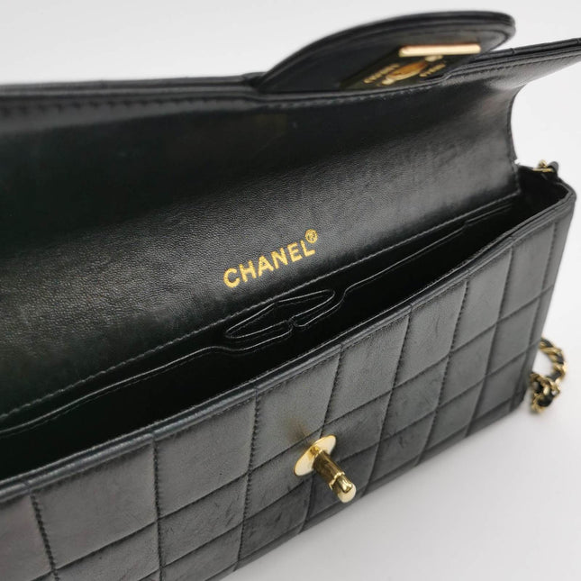 Chanel East West Chocolate Bar Black Leather