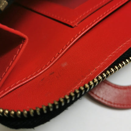 Fendi Clutch Denim Leopard Print with Red Leather Handles