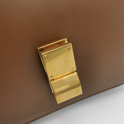 CELINE Classic Box Flap Caramel Brown Leather crossbody bag