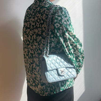 Sold Chanel Classic Flap Rectangular Mini Misty Blue Lambskin, 2011-2012