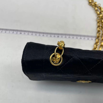 Chanel Diana Flap Bag Mini Black Silk Satin Bijou Chain