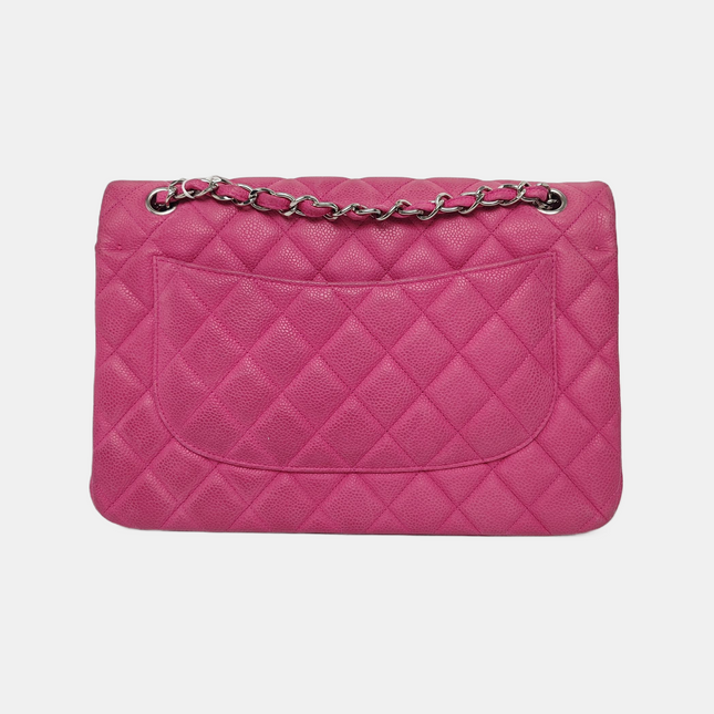 Chanel Classic Flap Jumbo Pink Caviar Leather Double Flap Silver Hardware, 2013-14