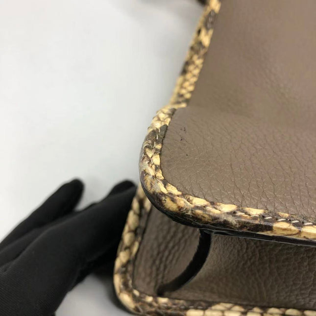 Fendi Peekaboo ISeeU Sellier Small Grey Leather with Python Skin Trimming