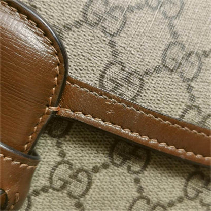 Gucci 1955 Horsebit Bag Small Brown Leather and GG Monogram Canvas