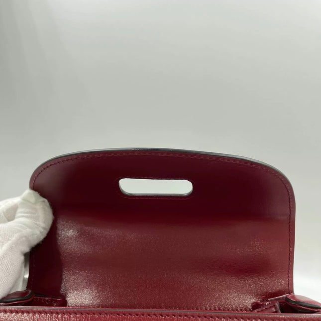 Gucci Bamboo 1947 Small Ancora Red Burgundy Calfskin Leather Top Handle Bag