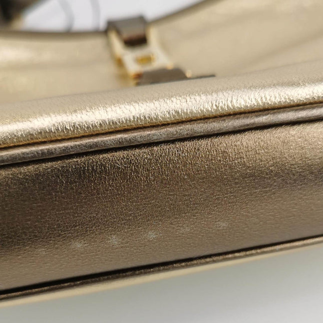 Gucci Jackie Vintage Mini Gold Lambskin Leather Brown Calfskin Leather