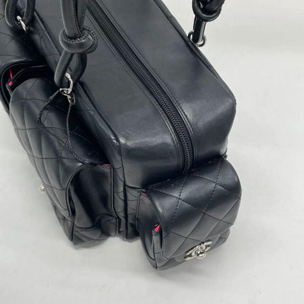 Chanel Cambon Multi-pocket Ligne Reporter Bag Medium Black Calfskin Leather