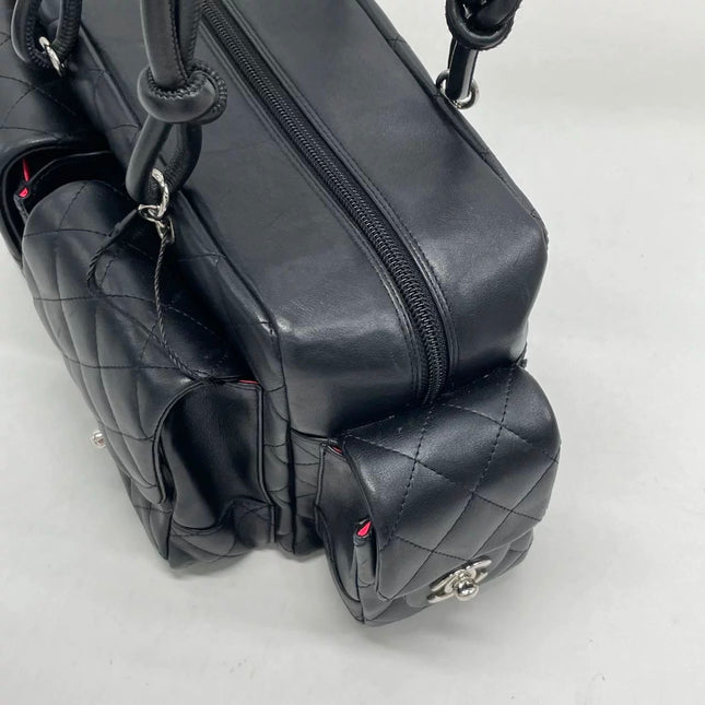 Chanel Cambon Multi-pocket Ligne Reporter Bag Medium Black Calfskin Leather
