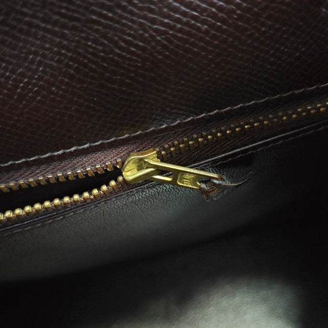 Hermes Kelly 28 Vintage Sellier Dark Brown Epsom Leather Gold Hardware 1990
