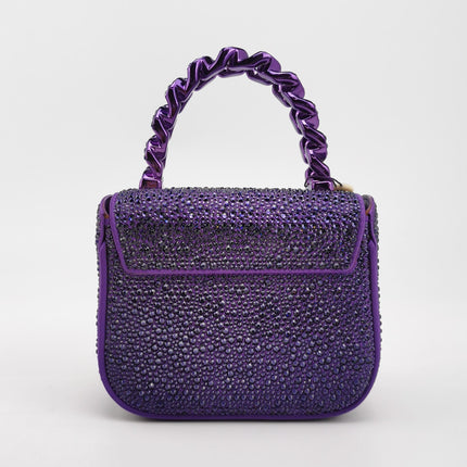Versace La Medusa Mini Crystal Embellished Top Handle Bag in Purple