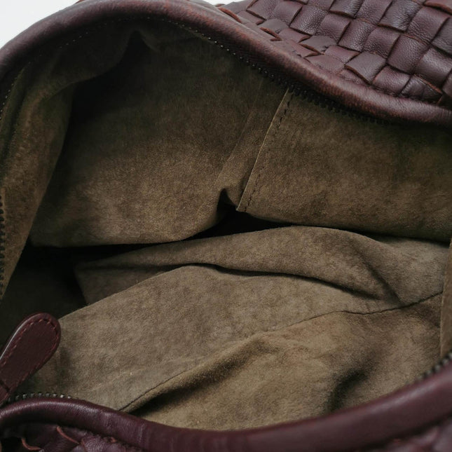 Sold Bottega Veneta Belly Hobo Intrecciato Eggplant Purple Leather Large 50cm
