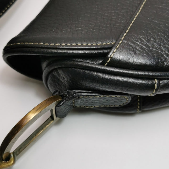 Dior Saddle Vintage Leather Black with Antiqued Gold Hardware