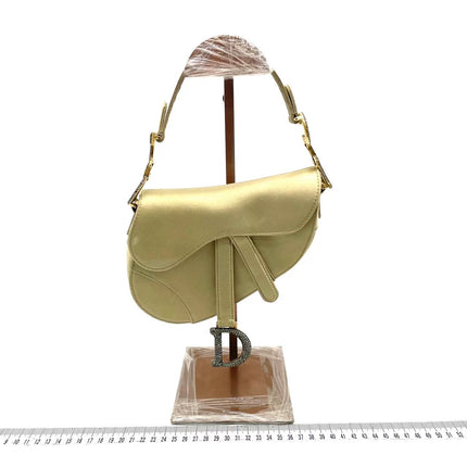 Dior Saddle Mini Silk Handbag Light Gold with crystals
