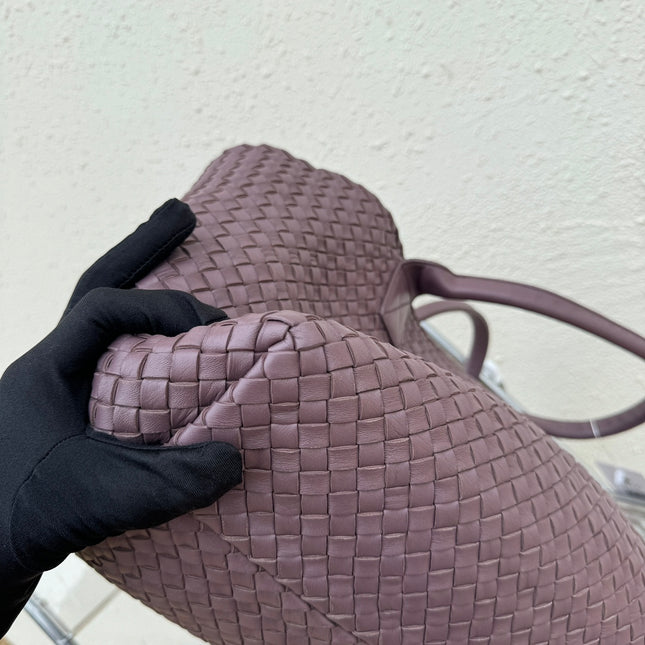 Sold Bottega Veneta Cabat Large Intreccio Leather Tote Bag Dark Lavender Purple 40-43cm