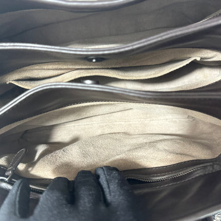 Bottega Veneta Roma Handbag Bag Intrecciato Nappa Leather Chocolate Brown Small 30cm