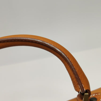 Dior Top Handle Saddle Bag Cognac Tan Brown Calfskin Leather