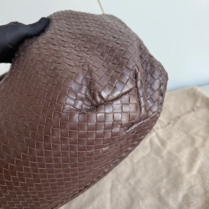 Bottega Veneta Belly Hobo Intreccio Leather Dark Chocolate Brown Large 50cm