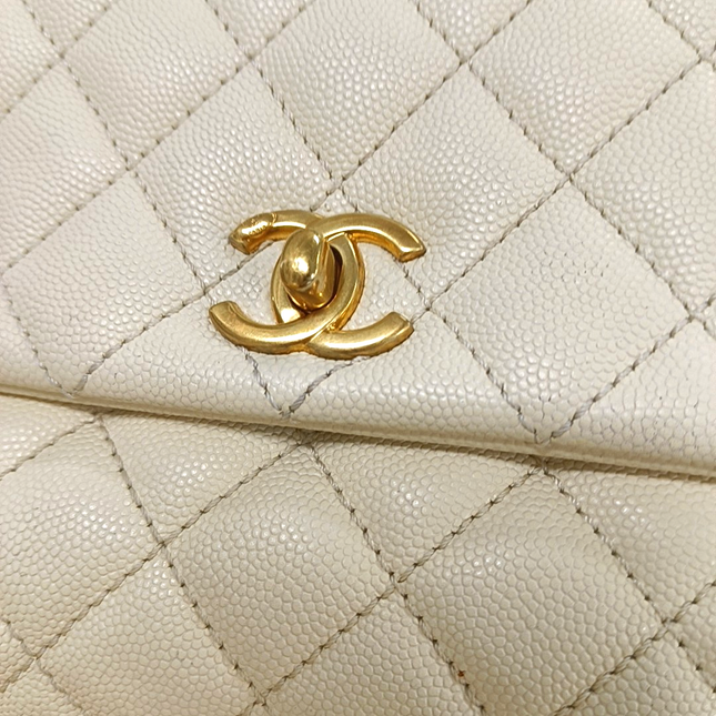 Chanel Coco Handle Small Beige Caviar Leather Gold Hardware, 2017