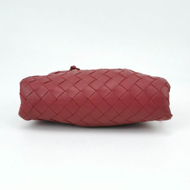 Sold Bottega Veneta Pouch Mini Intrecciato Burgundy Lambskin Leather Crossbody Bag
