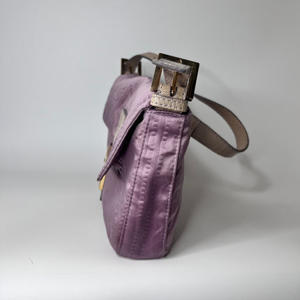 Sold FENDI Baguette Purple Silk with embossed pattern