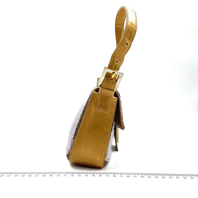 Sold FENDI Baguette Lilac Purple Glitter beads and Gold Leather