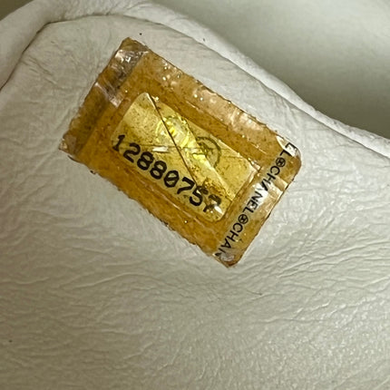 Chanel Classic Flap Maxi White Caviar Leather Silver-tone Hardware Giant CC Logo