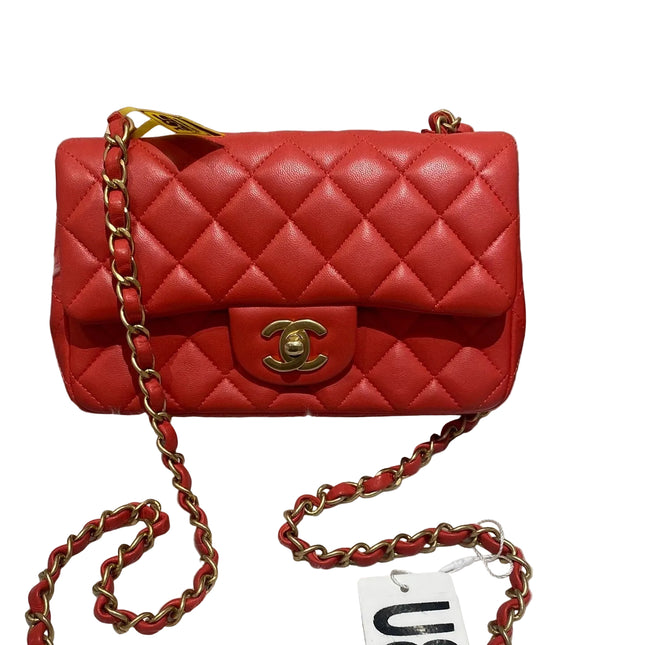 Chanel Classic Flap Mini 2019 Red Lambskin Leather Gold Hardware-Luxbags