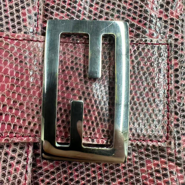 Fendi Baguette Purple Lizard Skin Leather Handbag