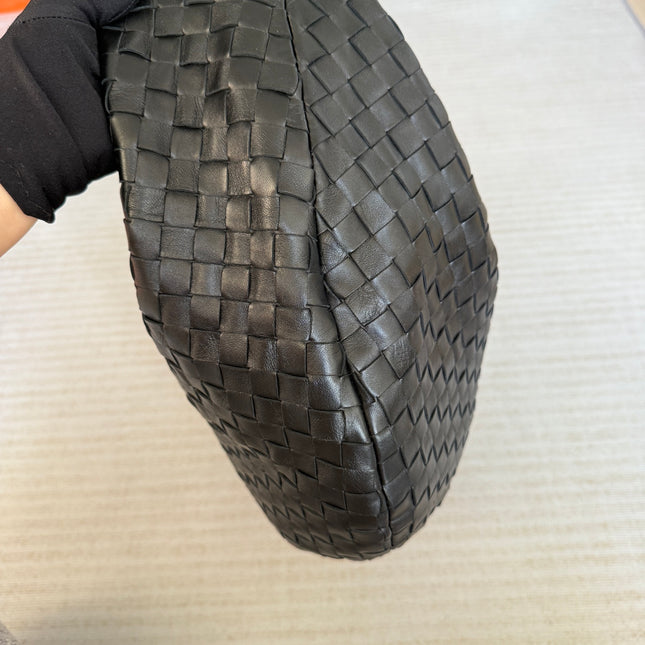 Bottega Veneta Jodie Medium Black Lambskin Leather Silver Hardware