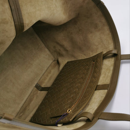 Bottega Veneta Cabat Tote Olive Green Suede Leather 38cm