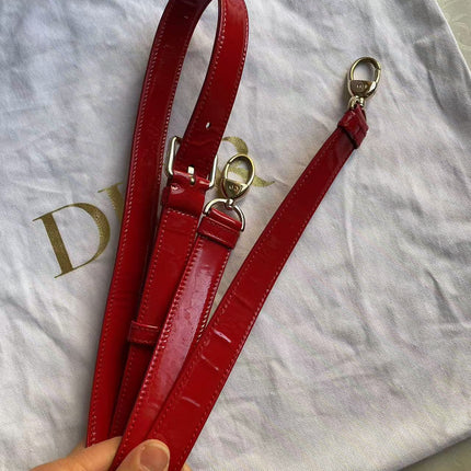 Lady Dior Small Red Patent Leather with Strap