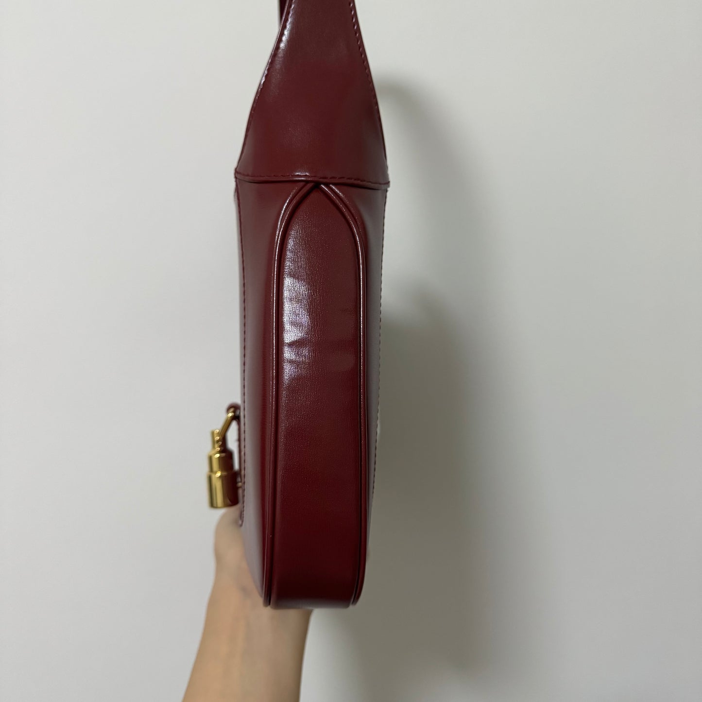 Gucci Jackie 1961 Small Burgundy Red Leather Bag with Adjustable Strap