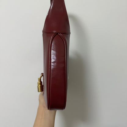 Gucci Jackie 1961 Small Burgundy Red Leather Bag with Adjustable Strap