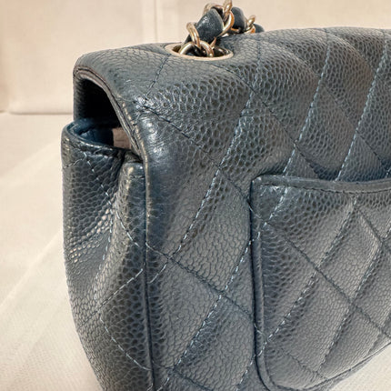 Chanel Classic Flap Rectangular Mini Navy Caviar Leather Silver Hardware 2015-16