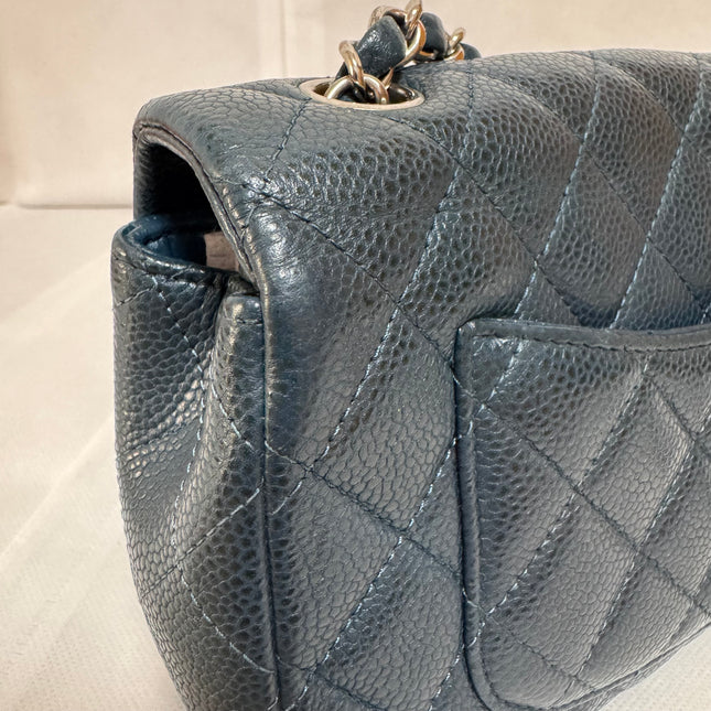 Chanel Classic Flap Rectangular Mini Navy Caviar Leather Silver Hardware 2015-16