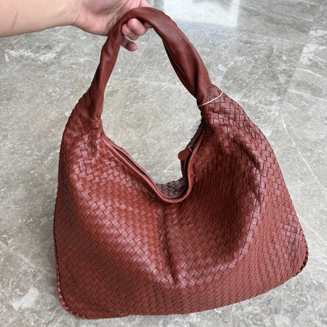 Bottega Veneta Veneta Hobo Maxi Brick Red Intrecciato Leather Bag 50cm-Luxbags