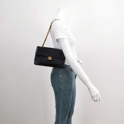 Chanel Classic Flap Vintage 1989 Black Lambskin Leather with 24k Gold Hardware